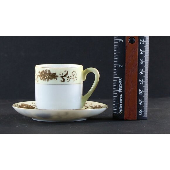 Teacup and Saucer Demitasse 1950s Japan Hand Painted 24k Gold Trim GC - Picture 12 of 12
